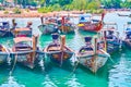 Scenic cold wooden Thai boats, Ao Nang, Thailand Royalty Free Stock Photo