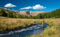 Beautiful scenic Rockies of Colorado with cool stream scenic Colorado fishing Royalty Free Stock Photo