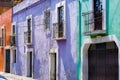 Scenic colorful colonial architecture of Cholula streets in historic center in Mexico Puebla