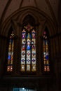 Scenic colorful windows in the Regensburg cathedral
