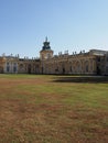 Scenic courtyard and facade of royal Wilanow palace in Warsaw european capital city Poland in 2018 on October - vertical