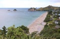 Scenic, crowded Beach Bay in New Zealand