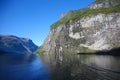 Scenic cruising down geiranger fjord. Norwegian fjords, Norway Royalty Free Stock Photo