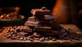 Scenic culinary background with crushed dark chocolate pieces and aromatic cocoa beans Royalty Free Stock Photo
