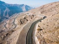 Scenic desert road in Ras al Khaimah emirate in the UAE aerial