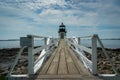 Doubling Point Lighthouse in Maine under dramatic sky Royalty Free Stock Photo