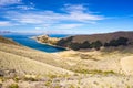 Scenic dramatic landscape on Island of the Sun, Titicaca Lake, among the most scenic travel destination in Bolivia.