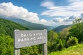 Scenic drive from Bald Knob Parking Area elevation 4500 ft. on Blue Ridge Parkway, Blue sky background with cloudy Royalty Free Stock Photo