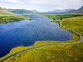 Scenic drive at Connemara National Park aerial shot in Ireland