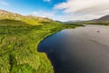 Scenic drive at Connemara National Park aerial shot in Ireland