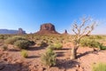 Scenic Drive on Dirt Road through Monument Valley, The famous Buttes of Navajo tribal Park, Utah - Arizona, USA. Scenic road and Royalty Free Stock Photo