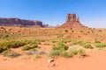 Scenic Drive on Dirt Road through Monument Valley, The famous Buttes of Navajo tribal Park, Utah - Arizona, USA. Scenic road and Royalty Free Stock Photo