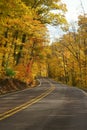 Scenic Drive through a fall forest