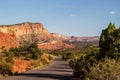 Scenic drive road cuts through the mountains at Capitol Reef National Park, Utah Royalty Free Stock Photo