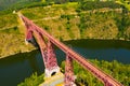 Drone view of railway bridge Viaduc de Garabit in Auvergne, France Royalty Free Stock Photo