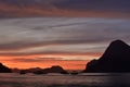 Scenic dusk in Bacuit archipelago. El Nido. Palawan. Philippines Royalty Free Stock Photo