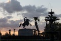scenic early morning view to the equestrian statues of General Andrew Jackson, New Orleans