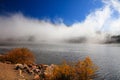 Scenic Echo lake on Mt. Evans summit covered with clouds Royalty Free Stock Photo