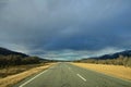 Scenic and empty road in Canterbury, New Zealand