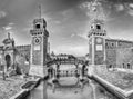 The scenic entrance to the Venetian Arsenal, Venice, Italy Royalty Free Stock Photo