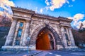 The scenic facade of Buda Castle Tunnel on Clark Adam Square, Budapest, Hungary Royalty Free Stock Photo