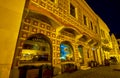 The scenic facade of the restaurant in Castle Quarter on Buda Hill, on February 23 in Budapest, Hungary