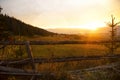 Scenic fall sunset over meadow