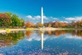 Scenic Fall View of Washington Monument Across a Calm Reflective Pond Royalty Free Stock Photo