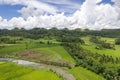 Scenic farmland with the iconic Chocolate Hills in the background. Local countryside scene in Carmen, Bohol, Philippines