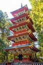 Scenic five-storied Pagoda Gojunoto building in Nikko Toshogu Shrine complex