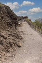 Scenic footpath made of fine sharp volcanic tuff to the top of the Mount Vesuvius volcano, Italy, Naples