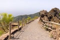 Scenic footpath made of fine sharp volcanic tuff to the top of the Vesuvius volcano, Mount Vesuvius, Italy