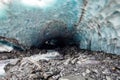 Scenic glacier ice caves with river flowing out from inside Royalty Free Stock Photo