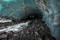 Scenic glacier ice caves with river flowing out from inside Royalty Free Stock Photo