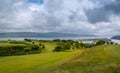 Scenic green fields near Tobermory, Scotland.