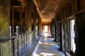 Scenic Hallway of the Ancient Shwenandaw Buddhist Monastery in Mandalay, Myanmar in Summer