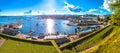 Scenic harbor of Oslo in Aker Brygge panoramic view from above