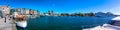 Scenic harbor and waterfront of Oslo in Aker Brygge panoramic view Royalty Free Stock Photo