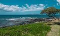 Scenic Hawaiian landscape. Scene Beach on the Island of Maui, Hawaii. Royalty Free Stock Photo