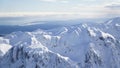 Scenic Helicopter ride over the Franz Josef Glacier and Fox Glacier with deep crevasses and snow during winter in New Zealand.