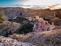 Scenic high angle shot of the town of Albarracin in Teruel, Aragon, Spain
