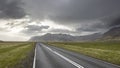 Scenic high way in Iceland on a cloudy day