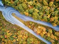 Scenic highway hairpin turn in autumn