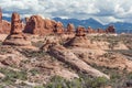 Scenic highway between Petrified Dunes and Fiery Furnace at Arches National Park Utah USA Royalty Free Stock Photo