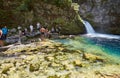 The scenic hike to Theth Waterfall and the Blue Eye spring in Theth, Albania