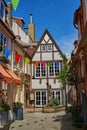 Scenic historic framework house in the famous Schnoor quarter in Bremen, Germany