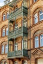Scenic historic houses with iron balcony in the Wilhelminenstrasse in Wiesbaden