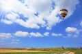 Scenic hot air balloon in free flight Royalty Free Stock Photo
