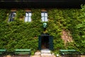 Scenic house facade covered by green ivy at Norsk Folkemuseum in Oslo, Norway Royalty Free Stock Photo