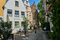 Scenic houses in the historic Schnoor district in Bremen, Germany on a sunny summer day